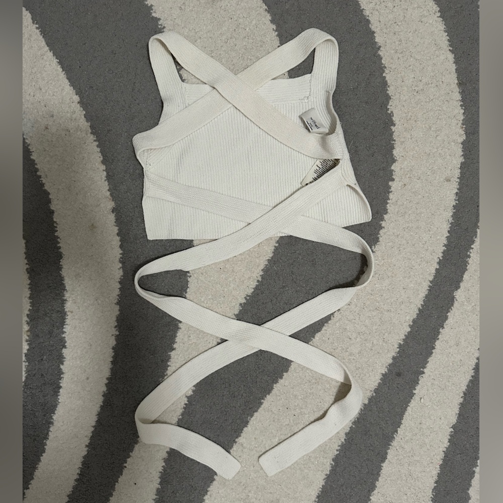 Wilfred Cream Ribbed Strappy Back Top Size Xxs